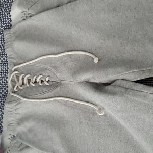 Joah Brown Gray Lace-Up Pants